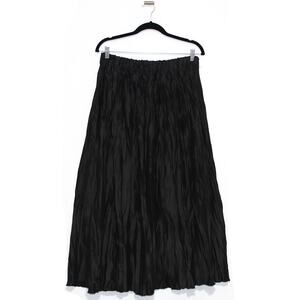 Armine Black Crinkle Pleated Midi Skirt Size XL TR 44